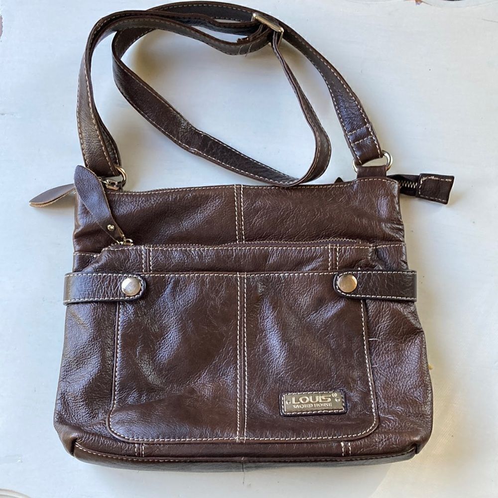 LOULS Sacred Horse Brown Leather Crossbody Shoulder Bag